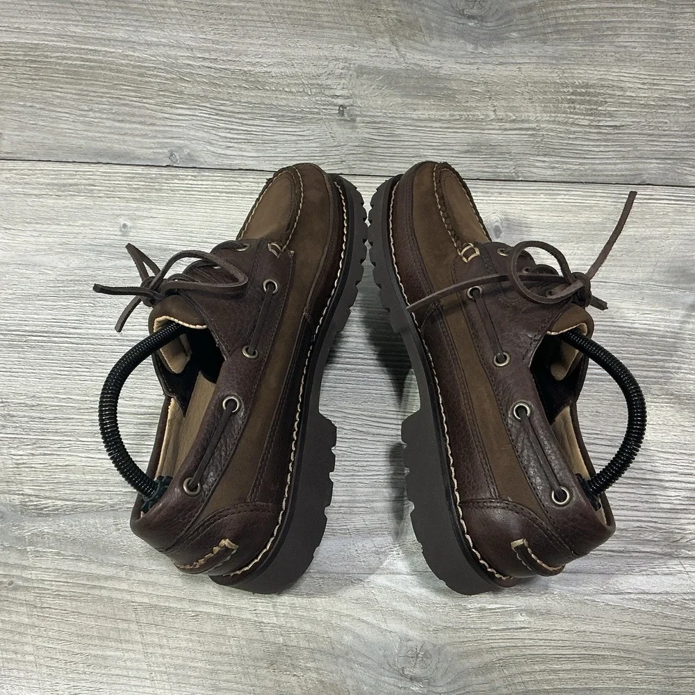 LL BEAN ALLAGASH Hand Sewn Bison Leather Loafer 301172 Men's Size 8 EE Wide NEW